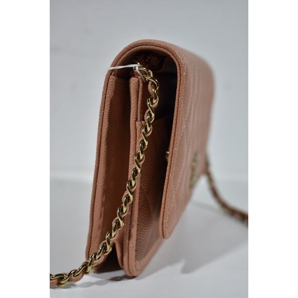 Chanel 23P Beige Caviar Wallet On Chain WOC Gold CC Logo Shoulder Crossbody Bag - Picture 10 of 15
